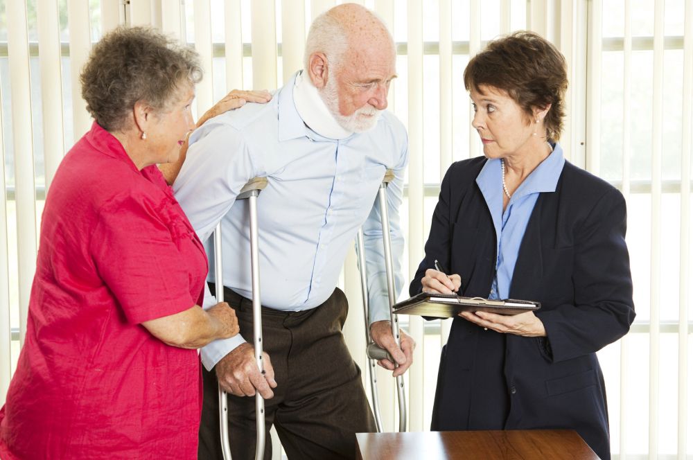 A lawyer consulting his clients