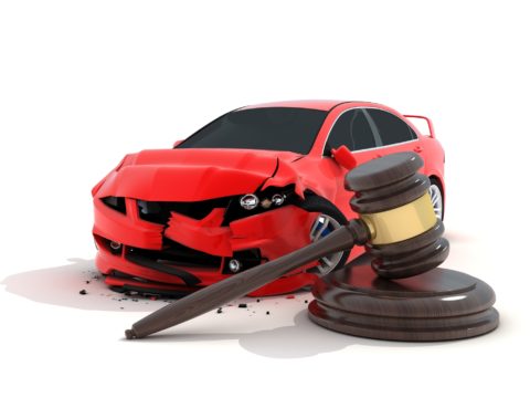 Car-Accident-Lawyer-NJ Car crash on white background and law (done in 3d)